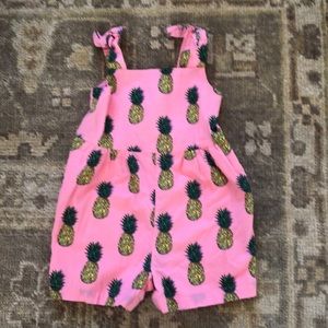 Gap 2T pink pineapple romper tie shoulders